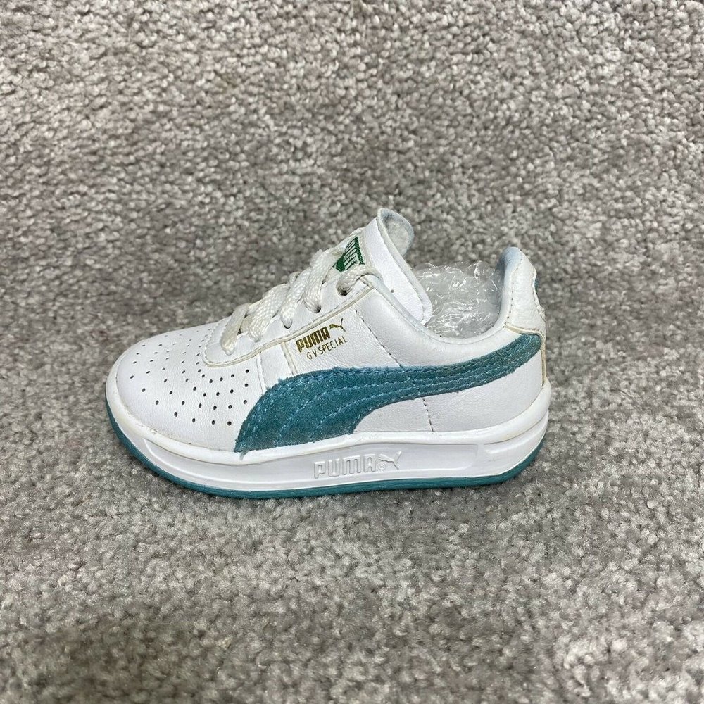 Puma GV Special Sneakers Shoes White Leather and Blue Logo Size 5 Toddler